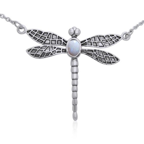 Dragonfly Necklace with Opal Gem