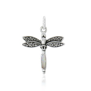 Dragonfly Silver Charm with Opal Gem