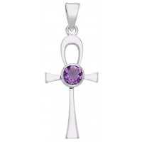 Ankh Egyptian Pendant with Amethyst Gem