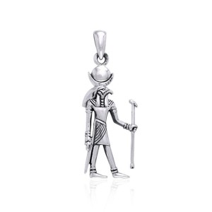 Egyptian God Khonsu Silver Pendant