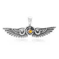 Egyptian Wings Pendant with Amber Gem