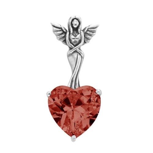 Elegance of the Earth Angel Pendant with Heart Shaped Garnet