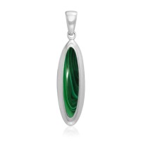 Elongated Oval Malachite Cabochon Pendant