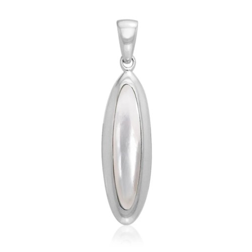 Elongated Oval Mother of Pearl Cabochon Pendant
