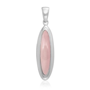 Elongated Oval Pink Shell Cabochon Pendant