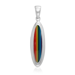 Elongated Oval Rainbow Cabochon Pendant