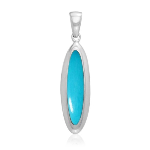 Elongated Oval Turquoise Cabochon Pendant