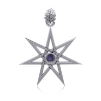 Elven Star and Oak Leaf Pendant with Amethyst