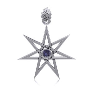 Elven Star and Oak Leaf Pendant with Amethyst