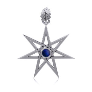 Elven Star and Oak Leaf Pendant with Lapis