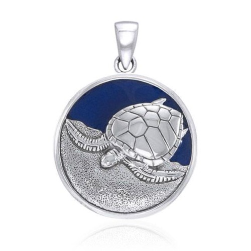 Enameled Turtle Silver Pendant by Ted Andrews
