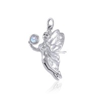 Enchanted Fairy Holding a Rainbow Moonstone Charm