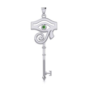 Eye of Horus Key Pendant with Emerald