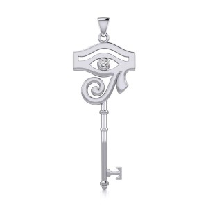 Eye of Horus Key Pendant with White Cubic Zirconia