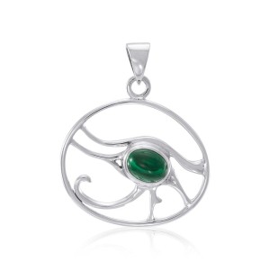 Eye of Horus Silver Pendant with Malachite