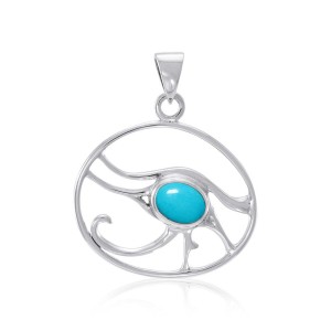 Eye of Horus Silver Pendant with Turquoise