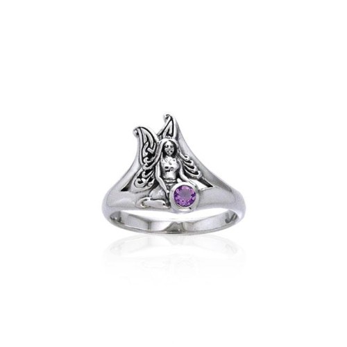 Fairy Holding Amethyst Gemstone Ring