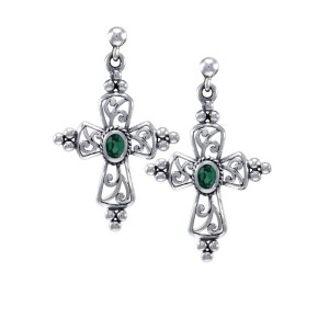 Fashion Cross Emerald Earrings