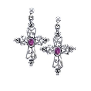 Fashion Cross Ruby Earrings