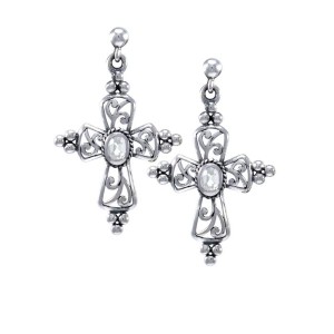 Fashion Cross White Cubic Zirconia Earrings