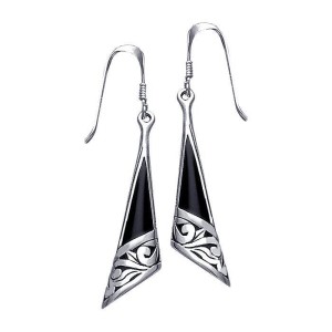 Filigree Earrings with Black Onyx Inlay 