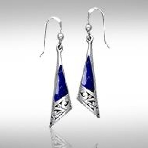 Filigree Earrings with Lapis Inlay 