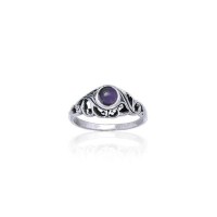 Filigree Sterling Silver Ring with Amethyst Gemstone