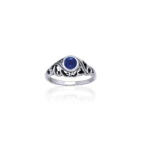 Filigree Sterling Silver Ring with Lapis Gem