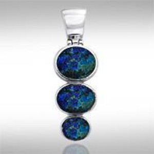 Flat Tiered Azurite Cabochon Pendant