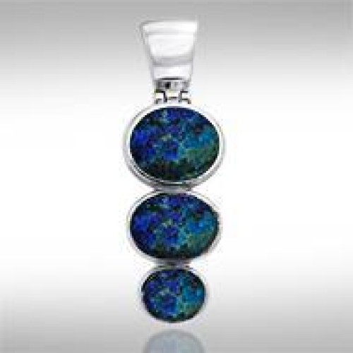 Flat Tiered Azurite Cabochon Pendant