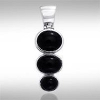 Flat Tiered Black Cubic Zirconia Cabochon Pendant