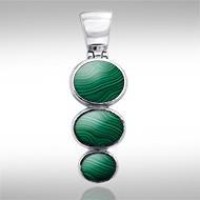 Flat Tiered Malachite Cabochon Pendant