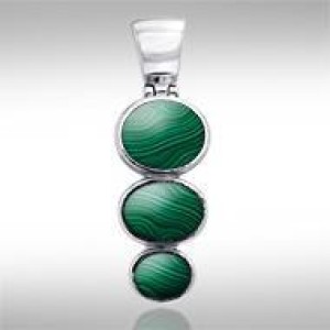 Flat Tiered Malachite Cabochon Pendant