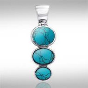 Flat Tiered Turquoise Cabochon Pendant