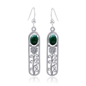 Flower and Malachite Earrings