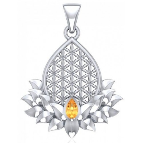 Lotus Flower of Life Citrine Pendant