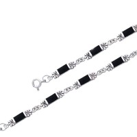 Flower Link Black Onyx Bracelet 