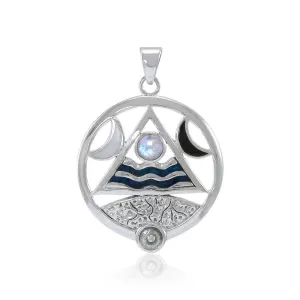 Four Elements Lunar Power Pendant with Rainbow Moonstone