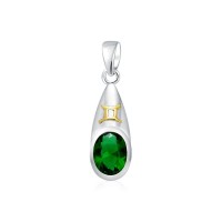 Gemini Zodiac Sign Pendant with Emerald