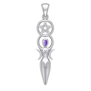 Goddess Pendant with Amethyst Gemstone