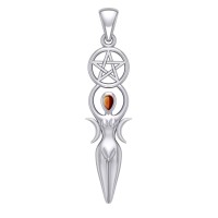 Goddess Pendant with Garnet Gemstone