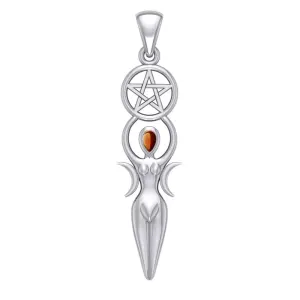 Goddess Pendant with Garnet Gemstone