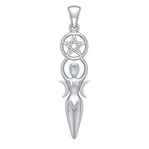 Goddess Pendant with Rainbow Moonstone Gemstone