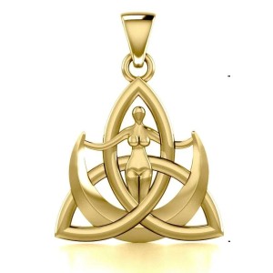 Trinity Goddess Solid Gold Pendant