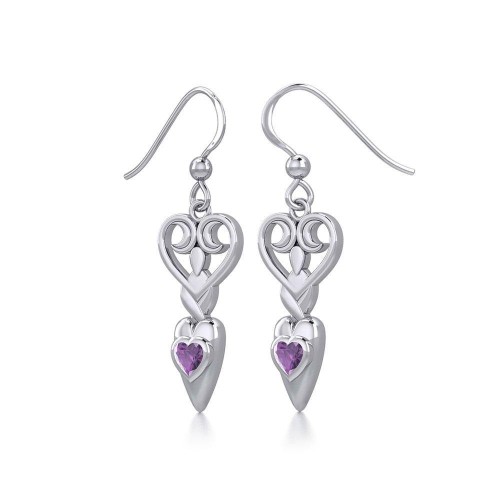 Goddess with Amethyst Heart Earrings