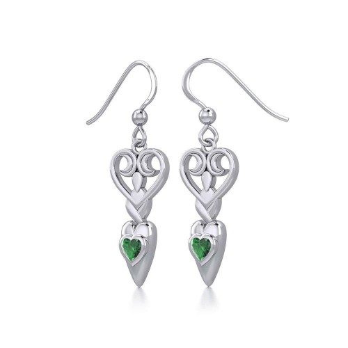 Goddess with Emerald Heart Earrings