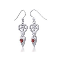 Goddess with Garnet Heart Earrings