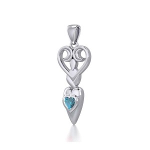 Goddess with Blue Topaz Heart Pendant