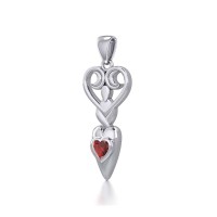 Goddess with Garnet Heart Pendant