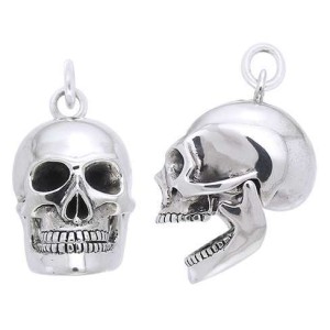 Skull Sterling Silver Pendant with Movable Jaw